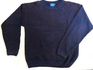 アメリカ製　ＬＯＢＯ　　コットンセーター　　USED　　中古　ジャガード編み　COTTON　KNIT　MADE　IN　USA　ネイビーｘレッド