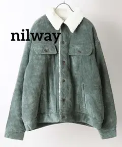 nilway ニルウェイ　コーデュロイランチコート　グリーン　緑　秋　冬