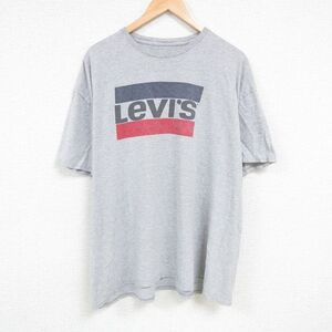 XL/古着 リーバイス Levis 半袖 ブランド Tシャツ メンズ ビッグロゴ 大きいサイズ クルーネック グレー 霜降り 24jul16 中