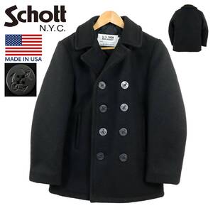 【B3262】【美品】【USA製】SCHOTT ショット ピーコート ウールコート U.S.740N サイズ16