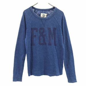 フランクリンマーシャル プリント 長袖 Tシャツ S ネイビー系 FRANKLIN&MARSHALL ロンT メンズ