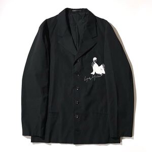 02ss Yohji Yamamoto POUR HOMME 女優刺繍ウールギャバテーラードジャケット 女優期 アーカイブ ARCHVE ヨウジヤマモト