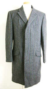 ■KENT&CURWEN×Harris Tweed【ケントカーウェン×ハリスツイード】濃茶系 ウール チェスター コート LL