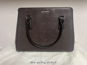 5126 BURBERRY バーバリー ハンドバッグ ビジネスバッグ ブラック トートバッグ レザー ブリーフケース　サフィアーノレザー