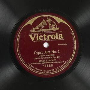 【US盤SP-SET】ヤッシャ・ハイフェッツ/サラサーテ:ツィゴイネルワイゼン(並品,VICTROLA,1921,片面2枚組,78rpm,Shellac,Jascha Heifetz)