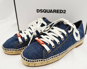 新品・未使用！ DSQUARED2 ディースクエアード Flat espadrillas DENIM BLUE STONE WASH BRUSHED エスパドリーユ