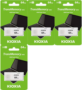 4個　東芝・キオクシア64GB【USBメモリLU202W064GG4】USB2.0対応・キャップ付