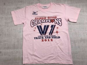 ミズノ MIZUNO Club champion 北信越総体 東京高校チャンピオンシップ 2012 陸上 競技 レトロ スポーツ 半袖Tシャツ メンズ M ピンク