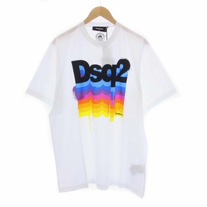 未使用品 ディースクエアード DSQUARED2 22SS Dsq2 Slouch Fit ロゴプリント Tシャツ カットソー 半袖 M 白 ホワイト S74GD0931 /KH ■GY29