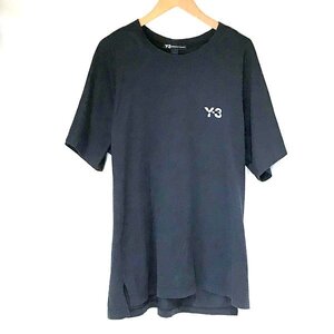 Y-3 Tシャツ 半袖 カットソー ヨウジヤマモト アディダス シグネチャー ロゴ 古着 コットン Sサイズ ブラック ワイスリー トップス A1899◆