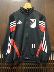 USA古着　90s adidas ジャージ 14-16 L 黒 赤 白 アディダス ジップアップ ボーイズ