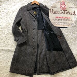 極美品/希少XL相当◎HARRIS TWEED ハリスツイード【着丈103cm】ステンカラーコート チェスター ロング丈 ミックスツイード アウター メンズ