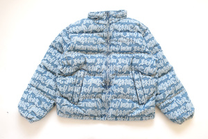 (L)Supreme Fat Tip Jacquard Denim Puffer Jacketシュプリームファトテップジャカードパファージャケットデニム青Blue