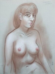 裸婦を描く人気画家　古沢岩美　パステル画　「裸婦(千恵)」　額縁付き　【創業５3年・安心・信頼・実績・都内最大級の正光画廊です】
