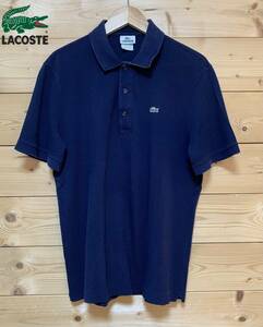 ★24時間以内発送★入手困難品★美中古・ 90s LACOSTE（ラコステ）★ポロシャツ（鹿の子）NAVY サイズ5　JPサイズL相当