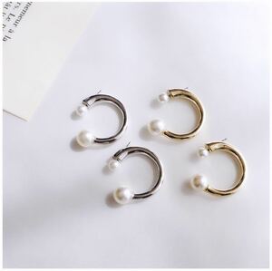 パールキャッチフープピアス／シルバー