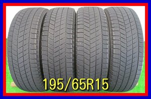 ■中古タイヤ■　195/65R15 91Q BRIDGESTONE BLIZZAK VRX3 プリウス ヴォクシー セレナ等 冬タイヤ スタッドレス 激安 中古 送料無料 B686