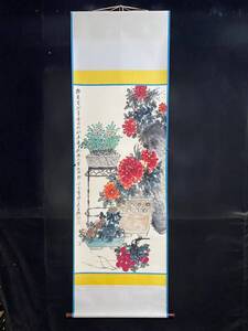 A 秘蔵 ・書画・ 書道 【 花卉図・純手描き作品、鑑賞】 旧蔵・国画 古美術品 唐物 古時代物 11.10