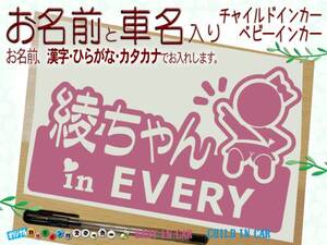 ●赤ちゃん　名入れ　車名入り　ベビーインカー　ステッカー 　男女子どもイラスト6種類　色選べる 320