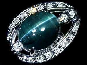 OZ13798D【1円～】新品【RK宝石】《tourmaline》極上トルマリンキャッツアイ 大粒6.25ct 極上ダイヤモンド Pt900 高級ペンダントヘッド