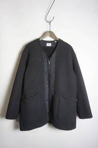 美品 19AW UNIQLO ユニクロ × Engineered Garments エンジニアードガーメンツ フリース ノーカラー コート ジャケット 黒 M 本物 122P