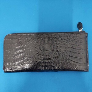 ★新品/未使用品★ワニ革/カイマン★長財布/財布★ブラック/黒★ファスナー2ヵ所/カード入れ16ヵ所/札入れ/小銭入★