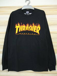 0682【本州のみ送料無料】THRASHER スラッシャー　メンズトップス　長袖Tシャツ　ブラック　美品