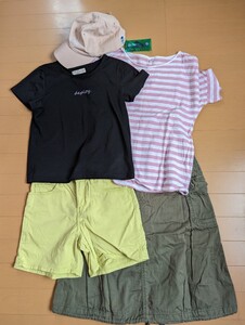 150女の子☆まとめ・セット☆Ｔシャツ2点・カーゴスカート・ショートパンツ・キャップ・アクセサリー☆フェリシモ・ユニクロ☆送料込み