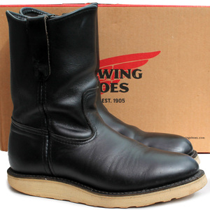 廃版★Red Wing SHOES レッドウィング★9inch PECOS BOOTS 5.5D＝23.5 8169 刺繍羽タグ 2000年1月製 ブラック ペコスブーツ USA製 i-675