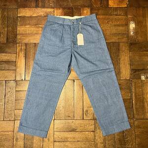 FUJITO Wide Slacks size32 ブルー 新品 未使用 Made in Japan フジト ワイドスラックス ワンタック 裾ダブル 日本製 ワイド テーパード 