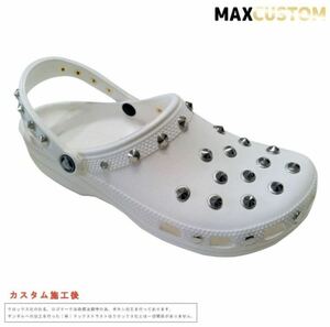 クロックス crocs ネオパンク カスタム 白　新品 ブラック 22cm-31cm クラシック ケイマン 新品 ジビッツ classic custom MAXCUSTOM