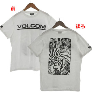 ボルコム VOLCOM Ｔシャツ 丸首 半袖 ロゴプリント バックプリント コットン ホワイト 白 ブラック 黒 M メンズ