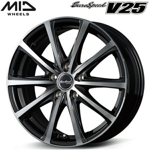 MID EuroSpeed V25 ホイール1本価格 ブラックポリッシュ 6.5J-16インチ 5穴/PCD114.3 インセット+38