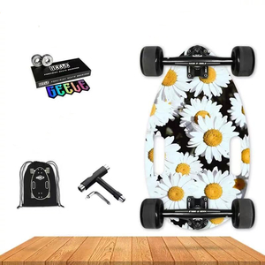 全米大ヒット　ニミスケートボード ミニクルーザー　17.5インチ　ケース　T字ツール付き　Skateboard Complete 菊の花