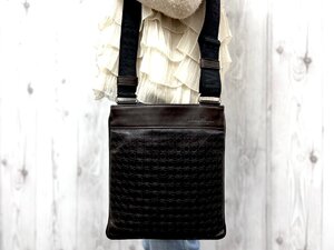 極美品 Ferragamo フェラガモ ガンチーニ ショルダーバッグ バッグ レザー 茶 メンズ 79932Y