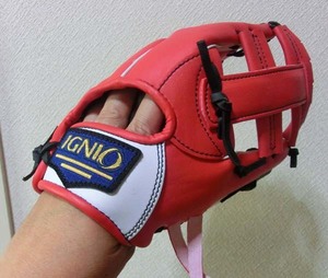 ■IGNIO SWEEP イグニオ 幼児用 野球 グローブ 赤系 中古良品 