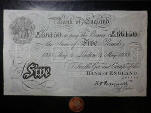 Bank of England オぺレーションBernhand 1944~1945年 (ヒトラーの贋札）B241 ５￡ 極美品＋＋