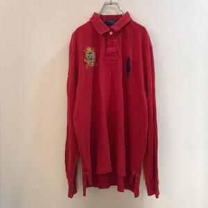 ◆お洒落な逸品◆PORO RALPH LAUREN/ポロ ラルフローレン 長袖 ビックポニー ポロシャツ ロゴ刺 レッド 赤 メンズ XL ON2611