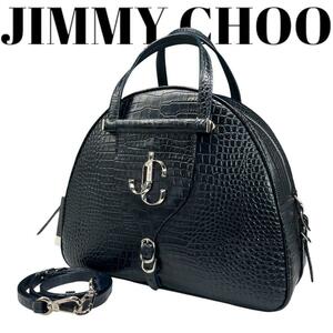 JIMMY CHOO ジミーチュウ ショルダーバッグ ボーリングバッグ 2way クロコダイル クロコ型押し