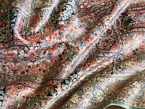 魁◆細密高級絨毯 中国緞通 シルク緞通 細密手織り 300段 94×152㎝ ハイクオリティ シルク100%