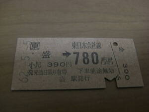 大船渡線　盛→東日本会社線780円区間　昭和62年5月5日　JR東日本