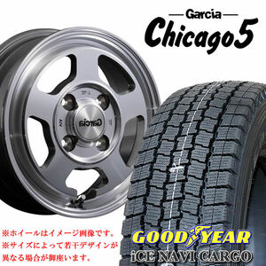 145/80R12×4J 6PR 100-4穴 +42 グッドイヤー ナビカーゴ 2024年製 ガルシア Chicago5 メタリックグレー 会社宛 送料無料 在庫要確認