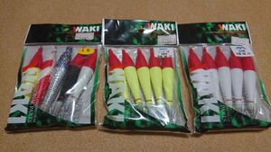 WAKI 浮スッテ 4号 3号 3袋セット (計15個) Pトンボ 新品1 脇漁具製作所 脇 イカメタル オモリグ スッテ ドロッパー 浮きスッテ 夜焚き