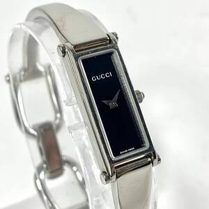 GUCCI 1500L 美品 箱付き Quartz オールドグッチ レディース クオーツ 3.0×1.2 黒文字盤 腕時計 WristWatch Vintage Junk Used T12