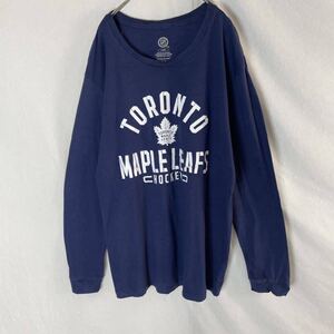 NHL 長袖プリントTシャツ　古着　Lサイズ　ネイビー　ロンT