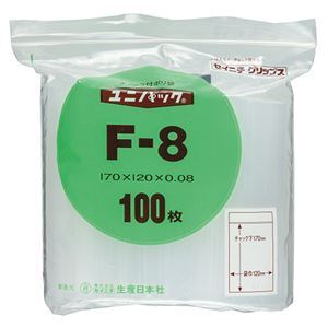 【新品】(まとめ) セイニチ ユニパック チャック付ポリエチレン ヨコ120×タテ170×厚み0.08mm F-8 1パック（100枚） 〔×30セッ