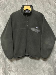 幻 90s patagonia シンチラ スナップT プルオーバー 肉厚 Fleece Tops パタゴニア MADE in JAMAICA 製 SYNCHILLA SNAP-T all BLACK 黒 US-L