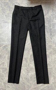 SAINT LAURENT PARIS 2020 Stripe Patterned Wool サンローラン パリ 2020年 ヴァカレロ ストライプ 柄 テーパード スラックス パンツ 44 