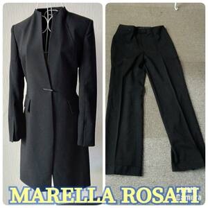 美品 ◆ MARELLA ROSATI ◆ ロング丈ジャケット パンツ スーツ　40サイズ BLACK ◆ マリエラ・ロザティ☆ レディース
