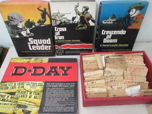 Squad Leader / Cross of Iron / Crescendo of Doom / D-DAY　シミュレーションゲーム 4個セット アバロンヒル社 拡張セット　棚と